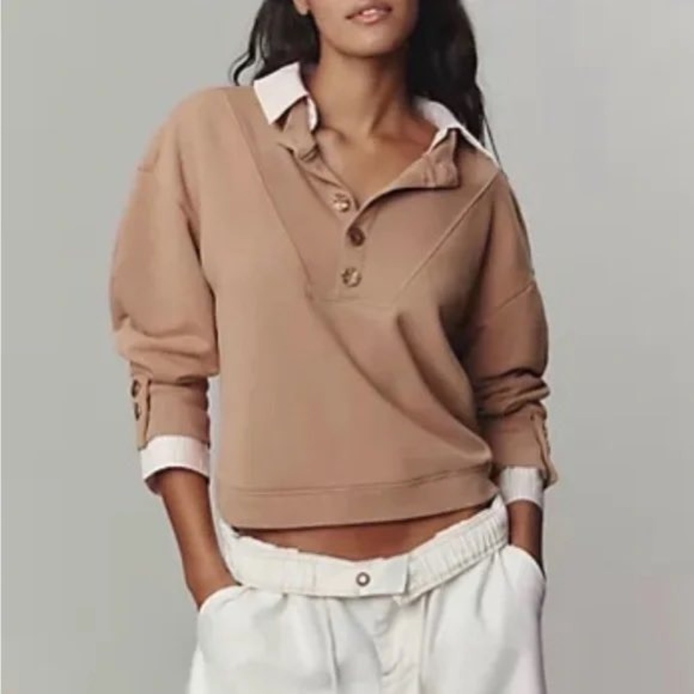 By‎ Anthropologie Embroidered Layered Twofer Pullover